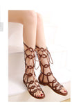Summer Flat with Lace Large Size Women's Shoes Personality Hollow Sandals Roman Sandals