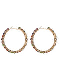 Acrylic Multi-color Diamond Large Circle Outer Ring Diamond Earrings Female Retro Fashion Wild Ear Jewelry