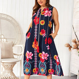 Printed Cotton Plus Size Dress