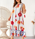 Printed Cotton Plus Size Dress