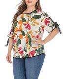 Short-sleeved Printed Large Size Tops Women