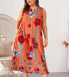 Printed Cotton Plus Size Dress