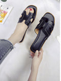 Spring and Summer Women's Shoes Casual Word Sandals and Slippers H Slippers Outside Wearing Women's Solid Color Slippers
