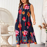 Printed Cotton Plus Size Dress