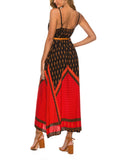 Ethnic Style Sling Printed Beach Holiday Dress