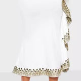 Summer Fashion Lace Appliqué Ruffled Dress Slant Shoulder Sexy Evening Dress Women Gown