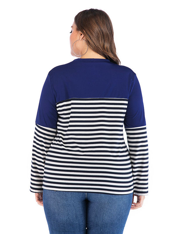 Large Size Stitching Long Sleeve Sweater