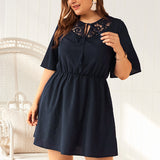 Summer Solid Color Cutout Plus Size Dress