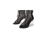 Mid-fashioned Sexy Mesh Shoes Wild Trend Crystal Lace with Cool Boots