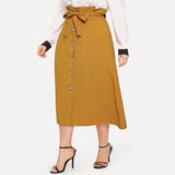 Large Size Women's Contrast Color Single-breasted Skirt
