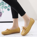 Soft Bottom Pregnant Peas Shoes Four Seasons Flat Shoes A Pedal Mother Shoes Hollow Breathable Casual Single Shoes Female Summer