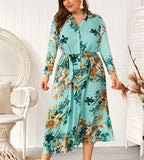 Large Size Women's Explosions Long Sleeve New Print Dress