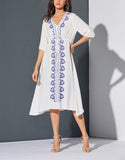 Bohemian Embroidered Dress Maxi Dress