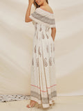 Bohemian Dress With One Shoulder Stitching Chiffon Print Dress