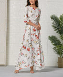 Bohemian Print Mid-sleeve Maxi Dress