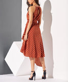 New Polka Dot Printed Irregular Hem Dress