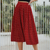 Pleated High Waist Mid-length Skirt