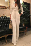 Women's Jumpsuit Sexy Deep V 7 Sleeves Jumpsuit