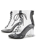 Summer Fish Mouth Super High Heel with Transparent Crystal Thick with Sexy Nightclub Sandals