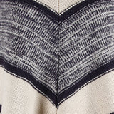 Fringed Shawl Geometric Round Neck Pullover Sweater