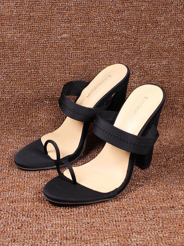 Women's Sandals and Slippers Spring and Summer Simple Set Toe Thick Super High Heels Large Size
