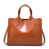 PU Female Bag Solid Color Tote Bag Retro Handbag
