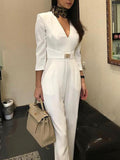Women's Jumpsuit Sexy Deep V 7 Sleeves Jumpsuit