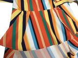 Long-sleeved Evening Dress Skirt Women's Beach Skirt Striped Print Dress