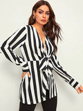 Autumn and Winter New Women's Long-sleeved Striped Shirt