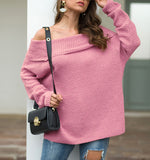 Solid Color Women's Word Collar Loose Sweater