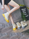 Booties Female Autumn Martin Boots British Style Students Flat Leather Canvas Wild Single Boots