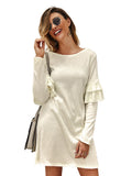 Original Design Women's New Sweater Knit Dress Autumn and Winter Long-sleeved Round Neck Clothes