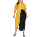 Plus Size Fashion Black and Yellow Stitching Dress