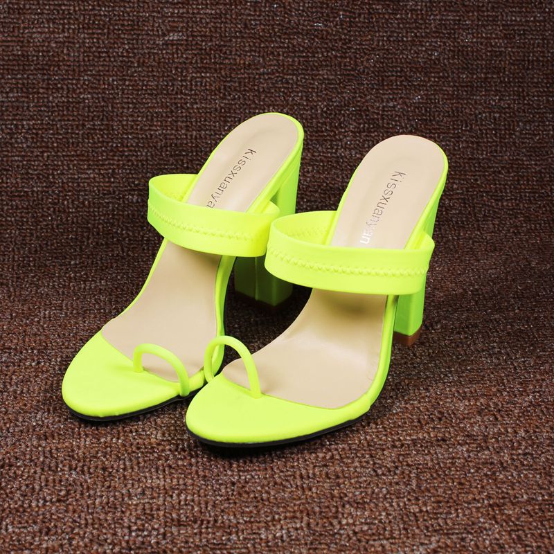 Women's Sandals and Slippers Spring and Summer Simple Set Toe Thick Super High Heels Large Size