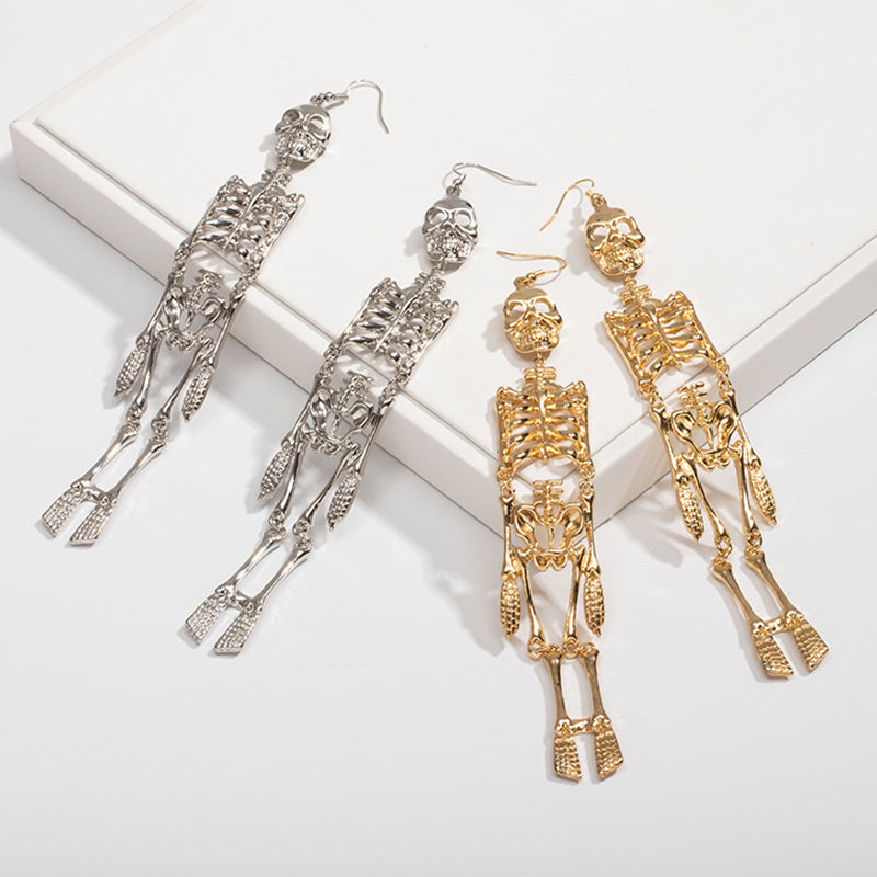 Fashion Skeleton Pendant Geometric Exaggerated Tassel Earrings