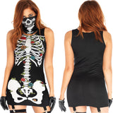 Halloween Sexy Short Skirt Mask Skull Print Dress