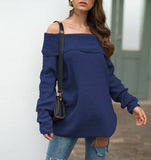 Solid Color Women's Word Collar Loose Sweater