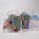 Women's Sandals and Slippers Open Toe Snake Pattern Color Generous with Thick Super High Heels Large Size