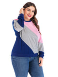 Large Size Three-color Stitching Long-sleeved T-shirt