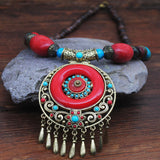 Miao National Exotic National Wind Necklace Female Retro Wooden Beads Beach Tourism Place Bell Pendant