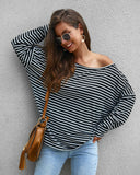 Independent Design Long-sleeved Striped T-shirt Sweater Autumn and Winter New Temperament