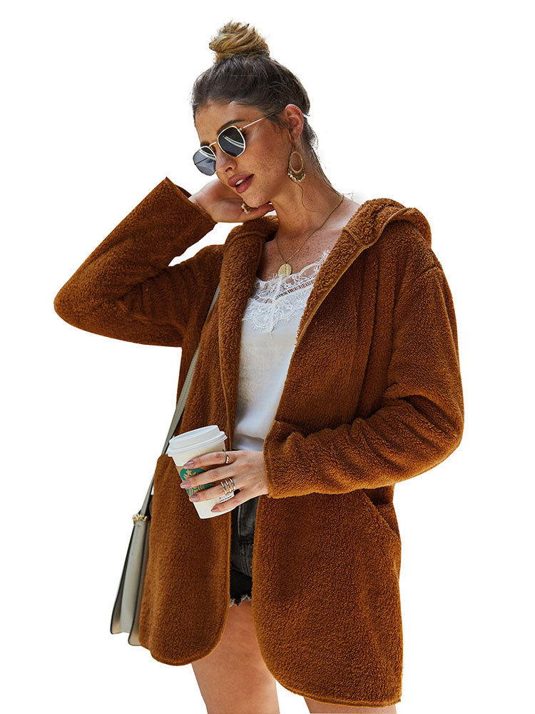 Original Design Women's Autumn and Winter New Fur Hooded Jacket
