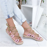 Color Matching Women's Shoes Retro Flat Sandals with Sandals Large Size