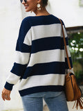 Sexy Loose Stitching Striped Knit Top