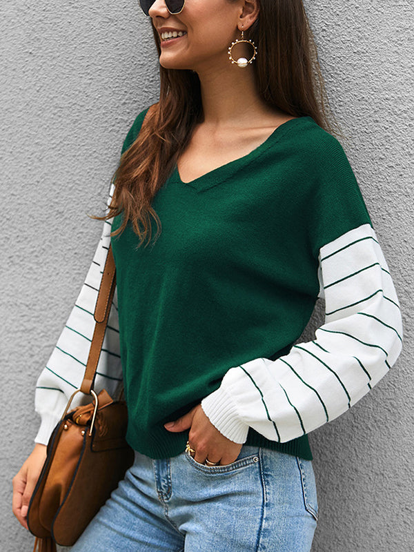 Long Sleeve Sweater Fashion Contrast Sweater