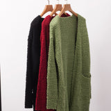 Seven-color Long-sleeved Cardigan Pocket Sweater Coat