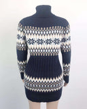 Christmas Turtleneck Sweater Dress Long Snowflake Sweater