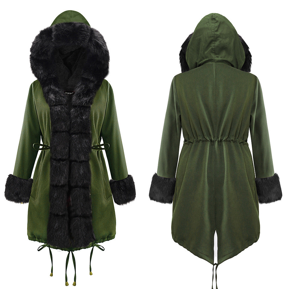Winter Women's Jacket Hooded Coat Fur Collar Coat