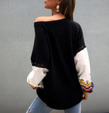 New Autumn and Winter Knit Stitching Top Sweater