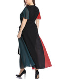 Large Size Women's Color Mosaic Dress